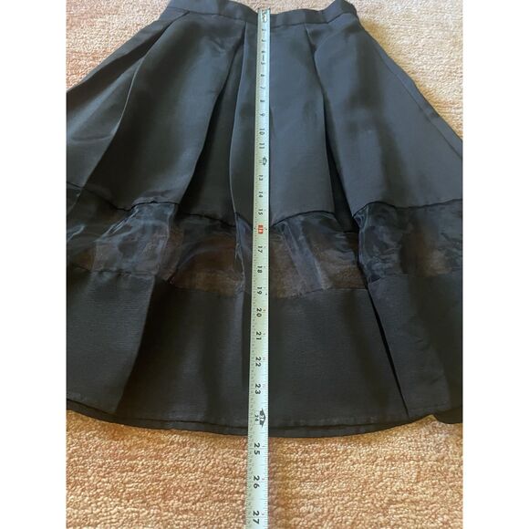 EXPRESS Black A-Line Midi SKIRT with Sheer Panel Details Size XS NWOT - Picture 7 of 10